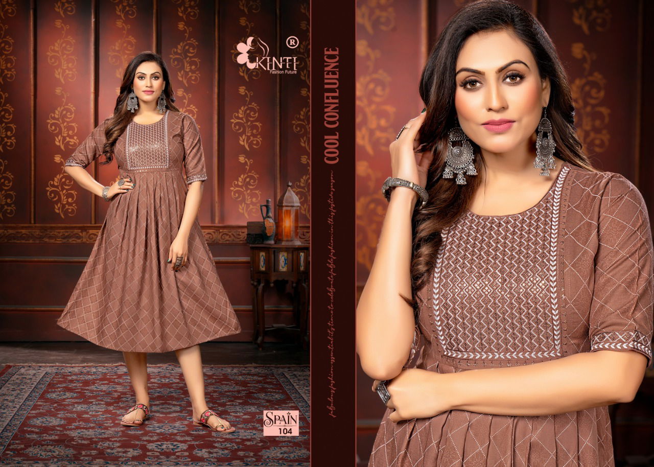 Kinti Spain Ethnic Wear Heavy Rayon Wholesale Kurti Collection